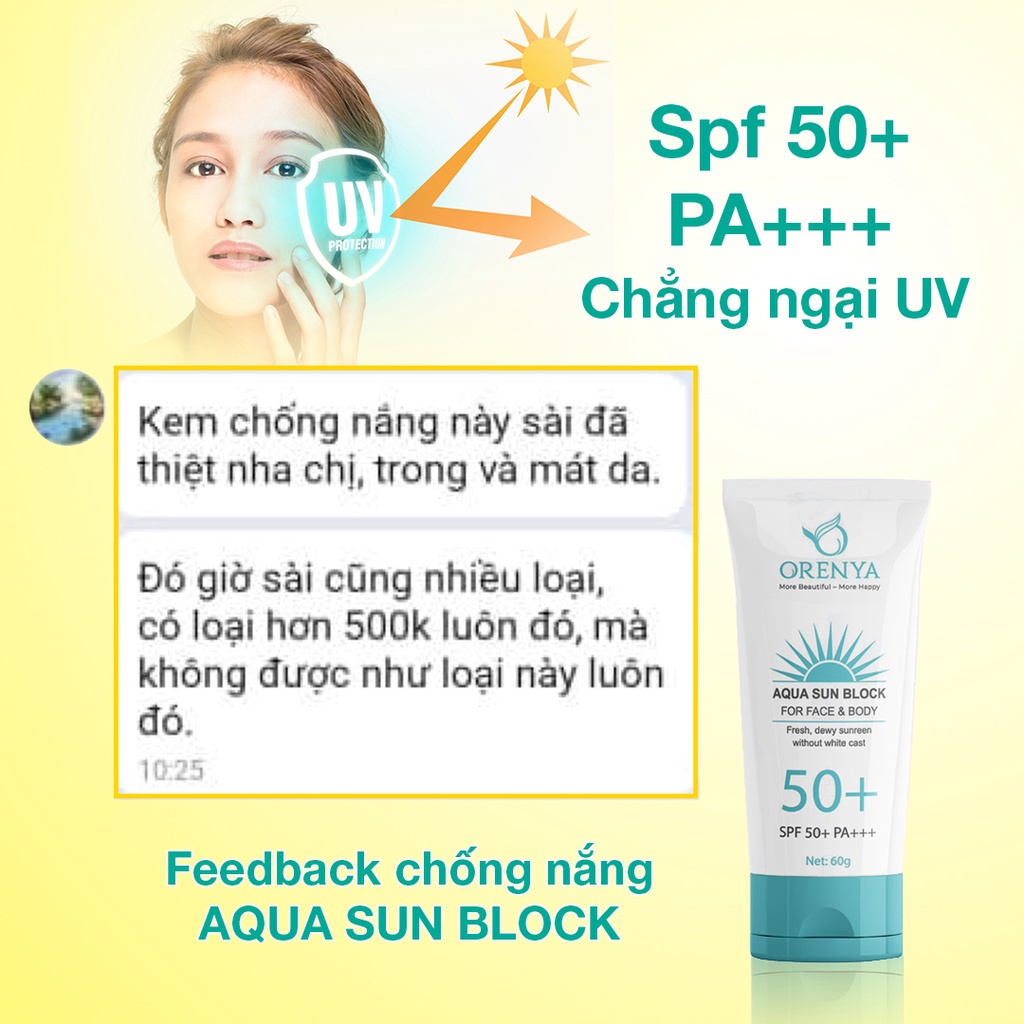 Kem chống nắng sinh học Aqua Sun Block Orenya 60g | Bảo vệ da SPF50+ PA+++