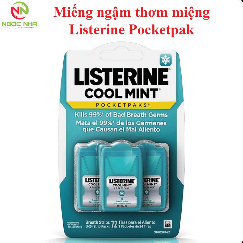 Miếng ngậm thơm miệng Listerine Pocketpaks – Loại 3 vỉ X 24 miếng