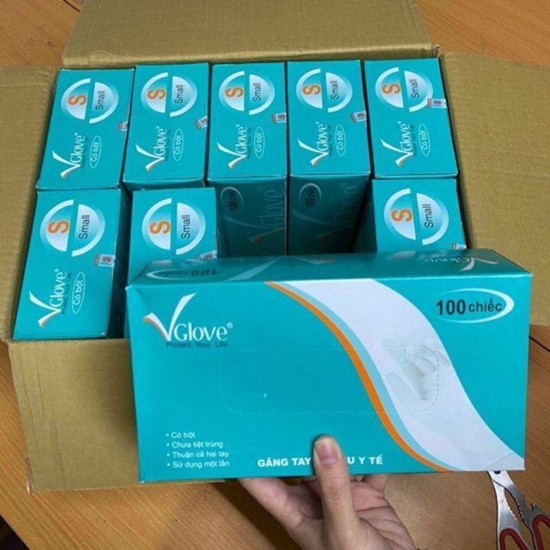 Găng tay y tế không bột Nitrile và găng tay Latex hộp 100pcs