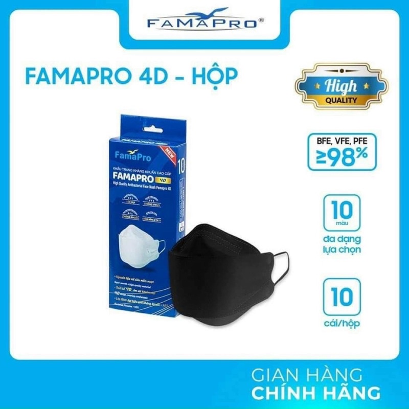 khẩu trang KF94 hộp 10 cái Nam Anh famapro trắng và đen .