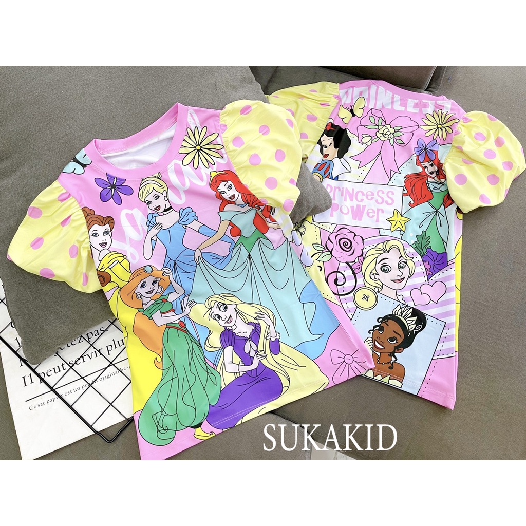 Đầm cho bé 3D hinh in họa tiet va các cô gái cho bé từ 6-30kg.DAM02