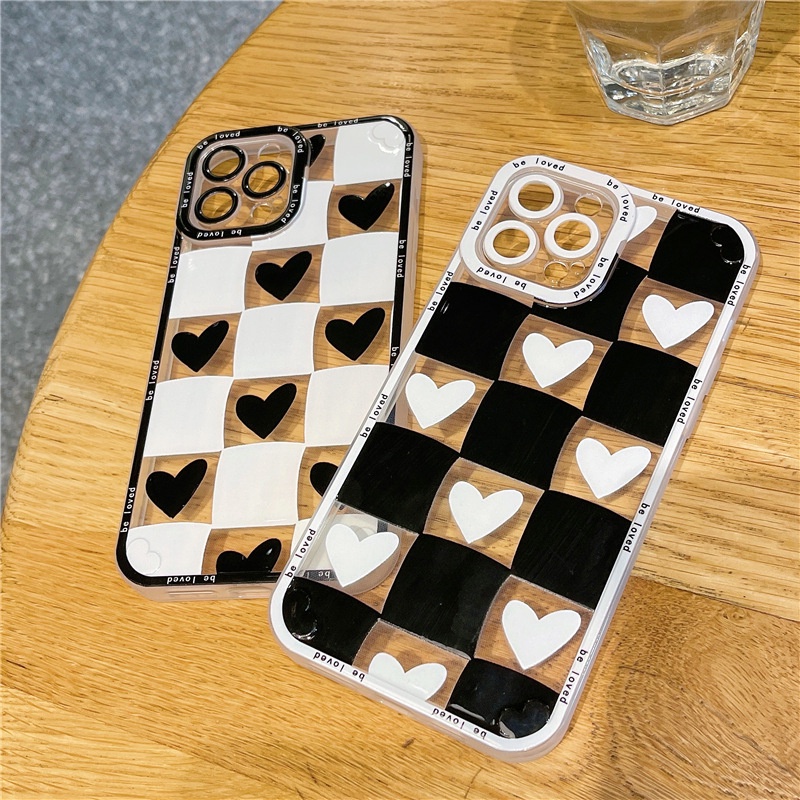 Ốp lưng iphone caro đen trắng hàng chuẩn cho Iphone 7 8 Plus SE X XS XS Max 11 12 13 14 Pro Max