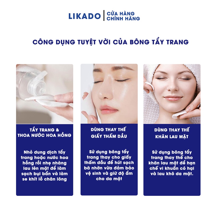 Bông Tẩy Trang 222 Miếng Likado cotton bông sợi tiệt trùng