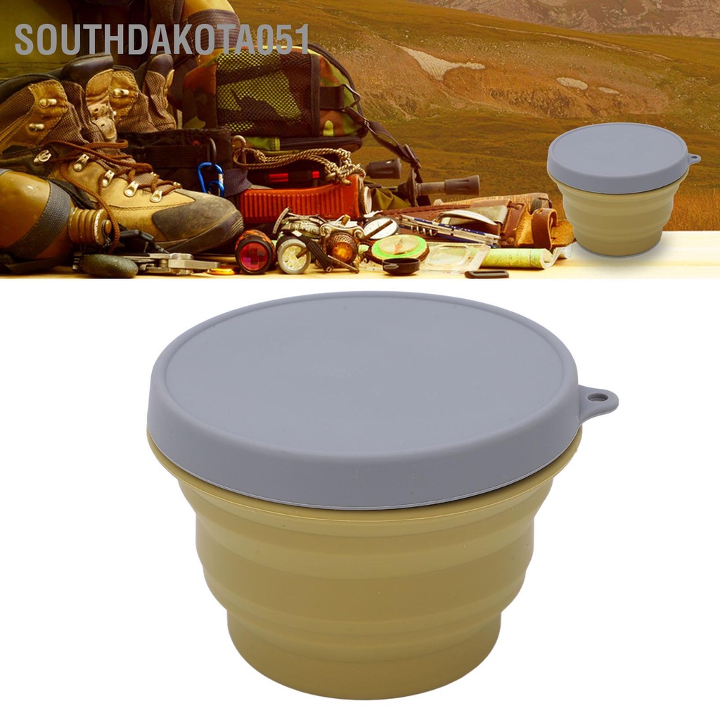 Southdakota051 Bát cắm trại có thể gập lại được bằng silicon Gấp Đồ dùng di động cho du lịch đi bộ đường dài ba lô