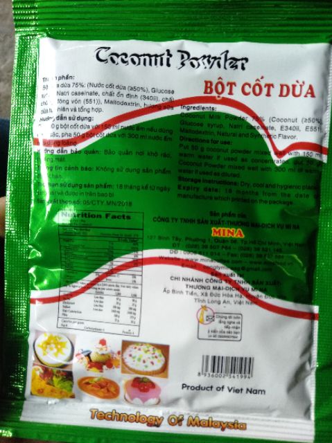 BỘT CỐT DỪA COCONUT POWDER{ 50G}