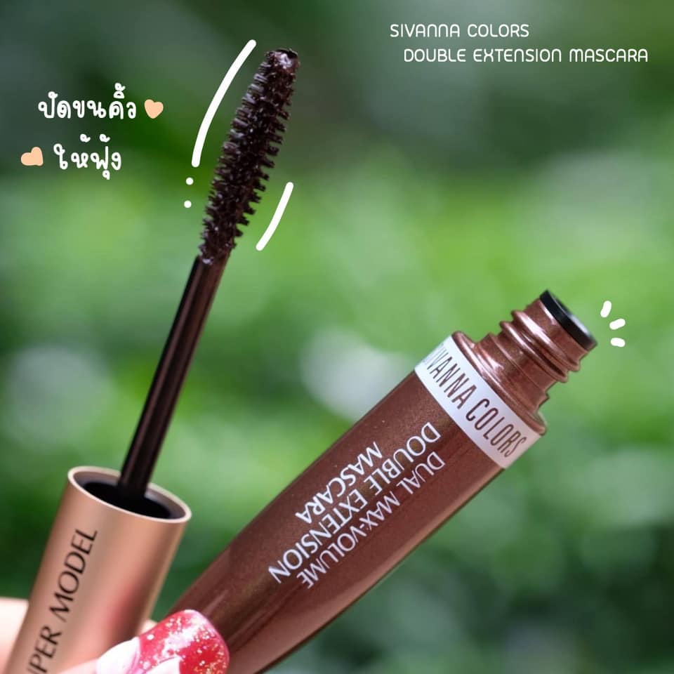 [HCM] Mascara 2 Đầu Nâu - Đen Chống Thấm Nước Sivanna Colors Super Model 2in1 Double Extension Mascara HF901