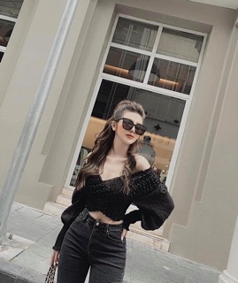 Kính Ulzzang râm đen gọng đen ( 3 chấm )