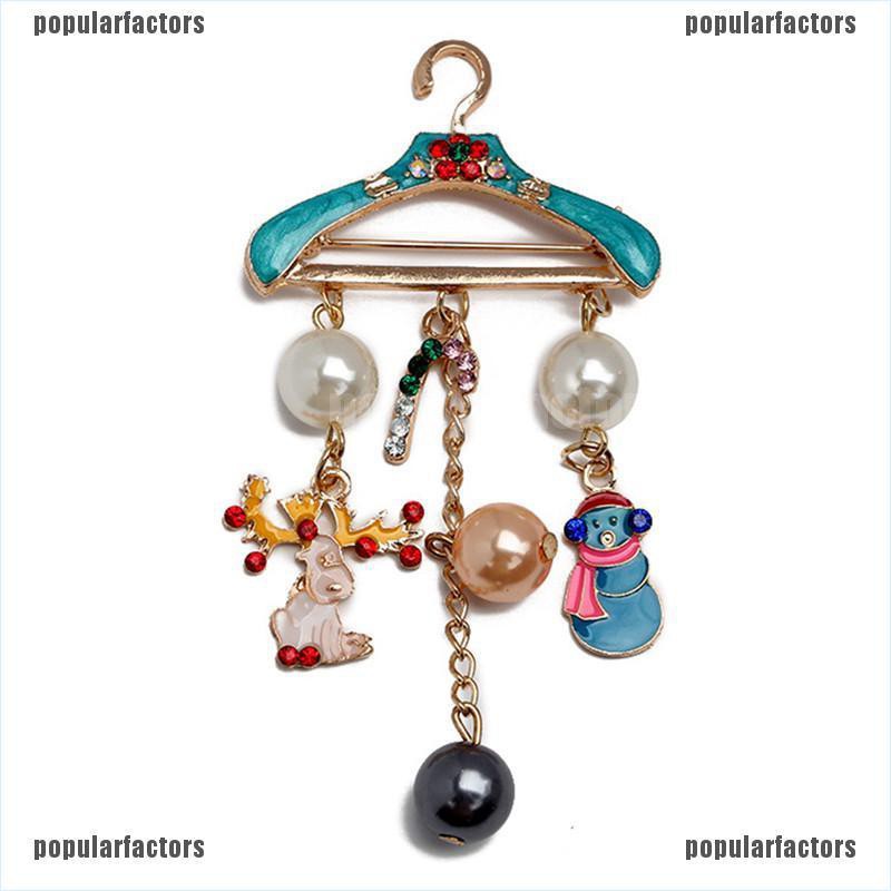 Huy Hiệu Cài Áo Hình Người Tuyết Tuần Lộc Đính Ngọc Trai Dễ Thương Thời Trang