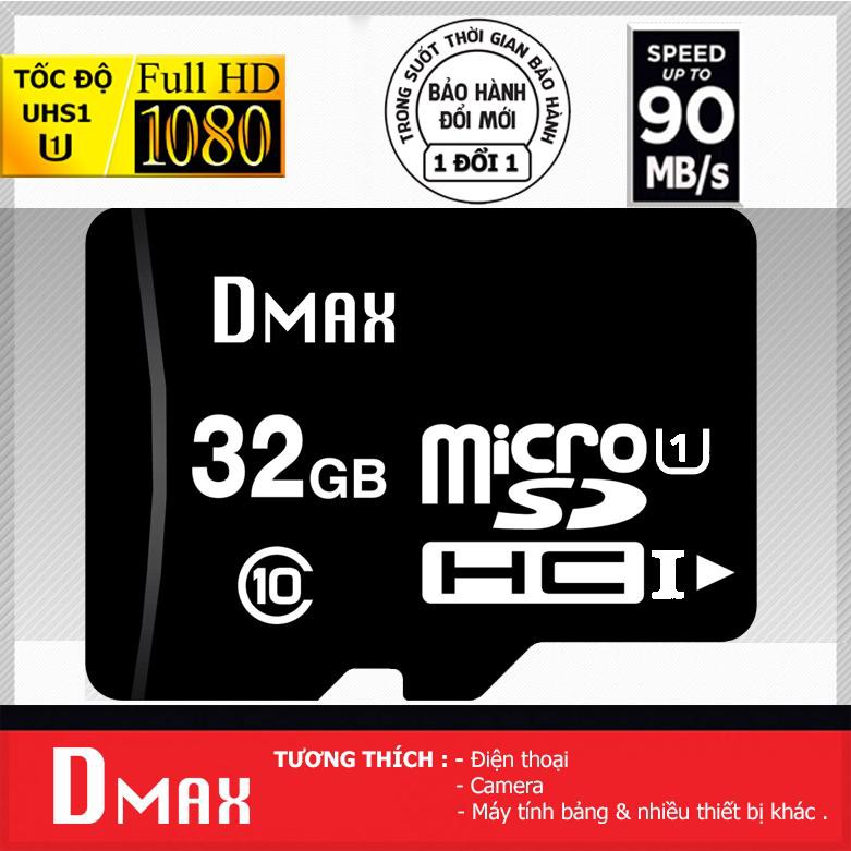 Thẻ nhớ 32GB micro SDHC Dmax Class 10 - Bảo hành 5 năm đổi mới + tặng đèn LED USB