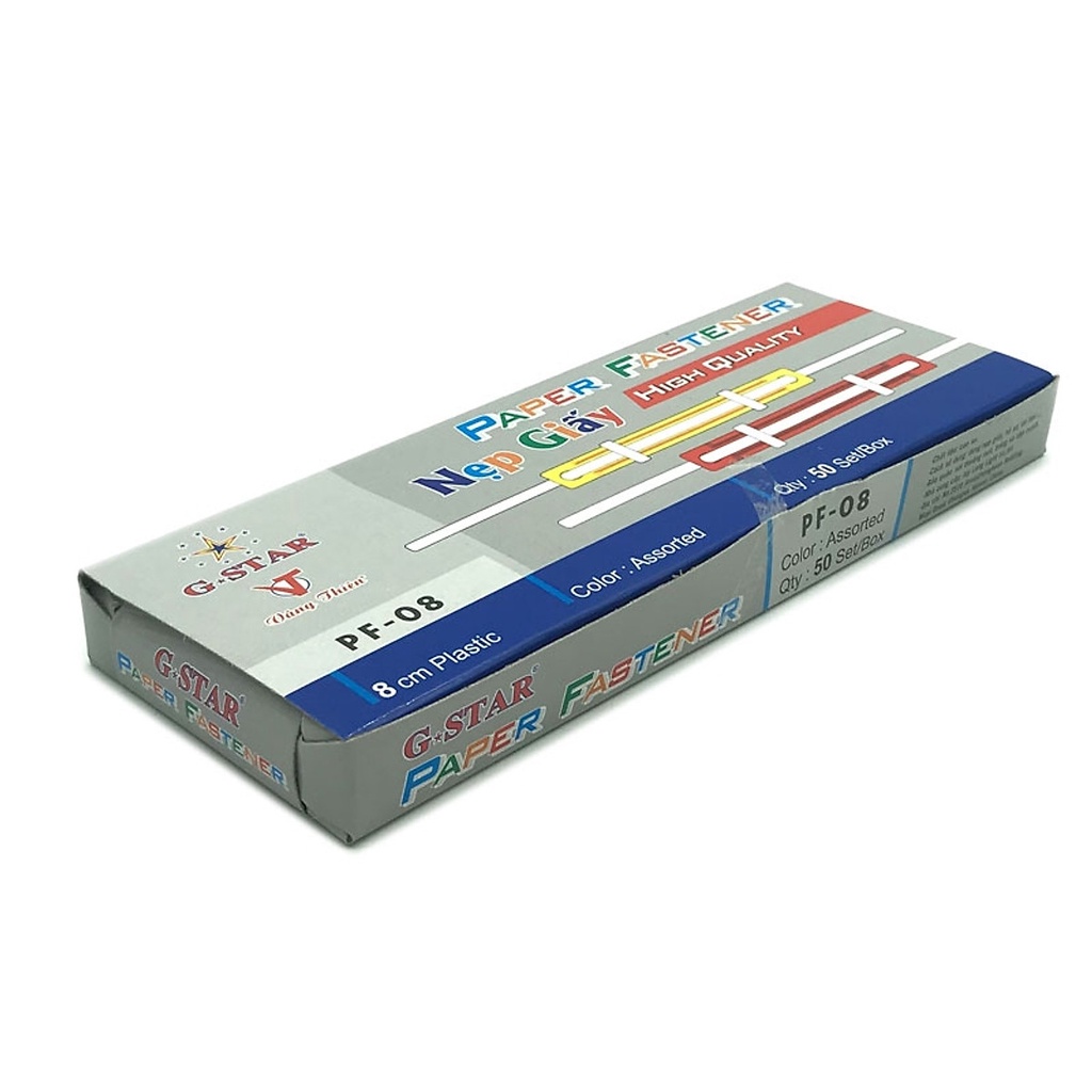 HỘP 50C Nẹp Acco Giấy Gstar Nhựa nhiều màu PF08