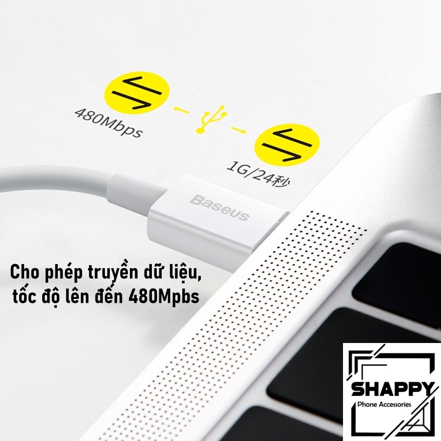 Dây Sạc Nhanh 20W Baseus TypeC To IPhone - Bảo Hành 06 Tháng [Shappy Shop]