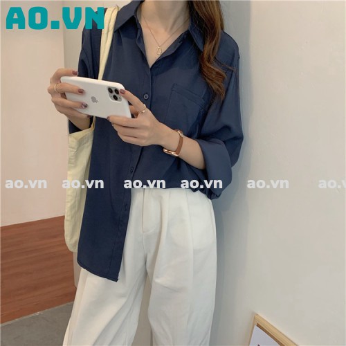{ao.vn} Áo sơ mi nữ cổ polo dáng dấu quần 2021 FREESHIP 50K A,033 | BigBuy360 - bigbuy360.vn
