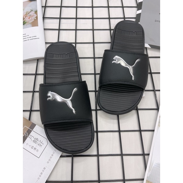 [CHÍNH HÃNG] DÉP PUMA COOL CAT SPORT ĐEN SILVER SLIDE SANDAL - DÉP QUAI NGANG SIÊU ÊM