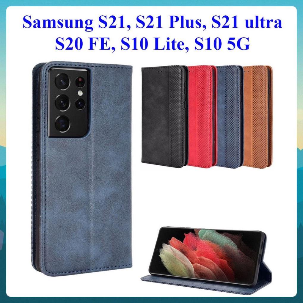 [Bao Xịn] Bao da dạng ví Samsung S21, S21 Plus, S21 ultra, S20 FE, S10 Lite, S10 5G có nắp gập, ngăn
