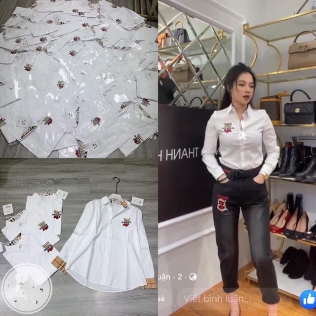 ÁO SƠ MI THÊU CHỮ BB PHA TAY KẺ
