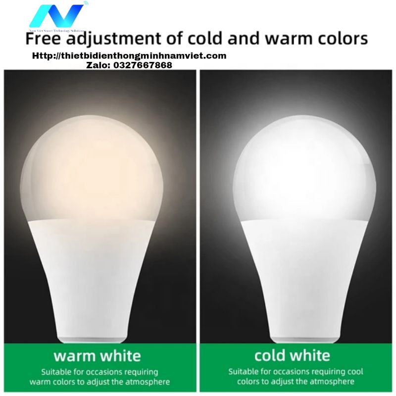 Bóng led buld thông minh Wifi E27  ánh sáng 2700K-6500K RGB 16 Triệu màu