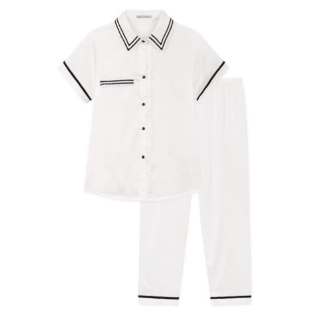 [ XẢ LỖ] Bộ Mặc Nhà Pijama Lụa Nguyên Chất Cộc Tay Quần Dài Phối Cổ Ren Cao Cấp 40-65kg | BigBuy360 - bigbuy360.vn