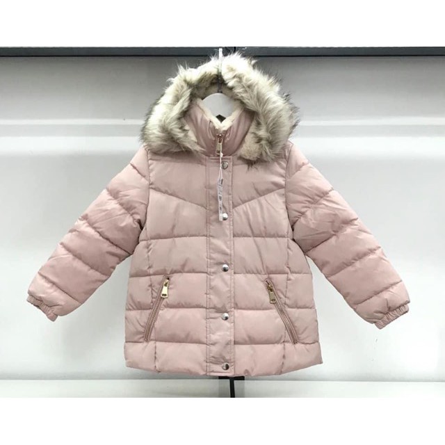 Áo phao dáng dài trần bông mũ lông, cổ lông, khóa túi bé gái size  5/6-13/14, cho bạn từ 25-50kg. Chất phao siêu đẹp