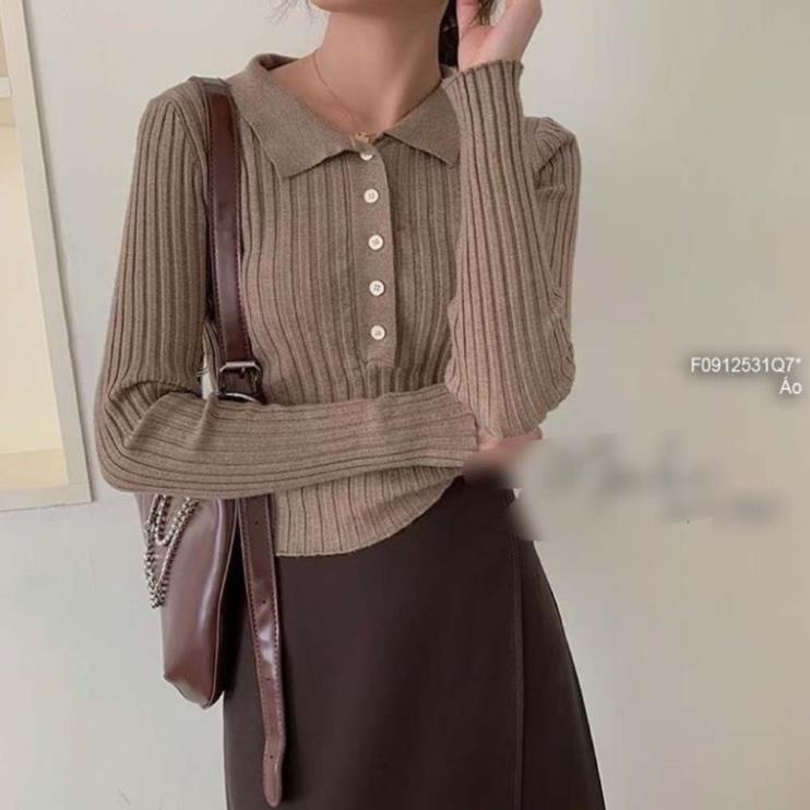 Áo Len Tay Dài Nữ Cổ Bẻ Thời Trang Quảng Châu Dáng Ôm Kiểu Body Đẹp Nhiều Màu Trơn Có Cổ Dưới 53kg | BigBuy360 - bigbuy360.vn