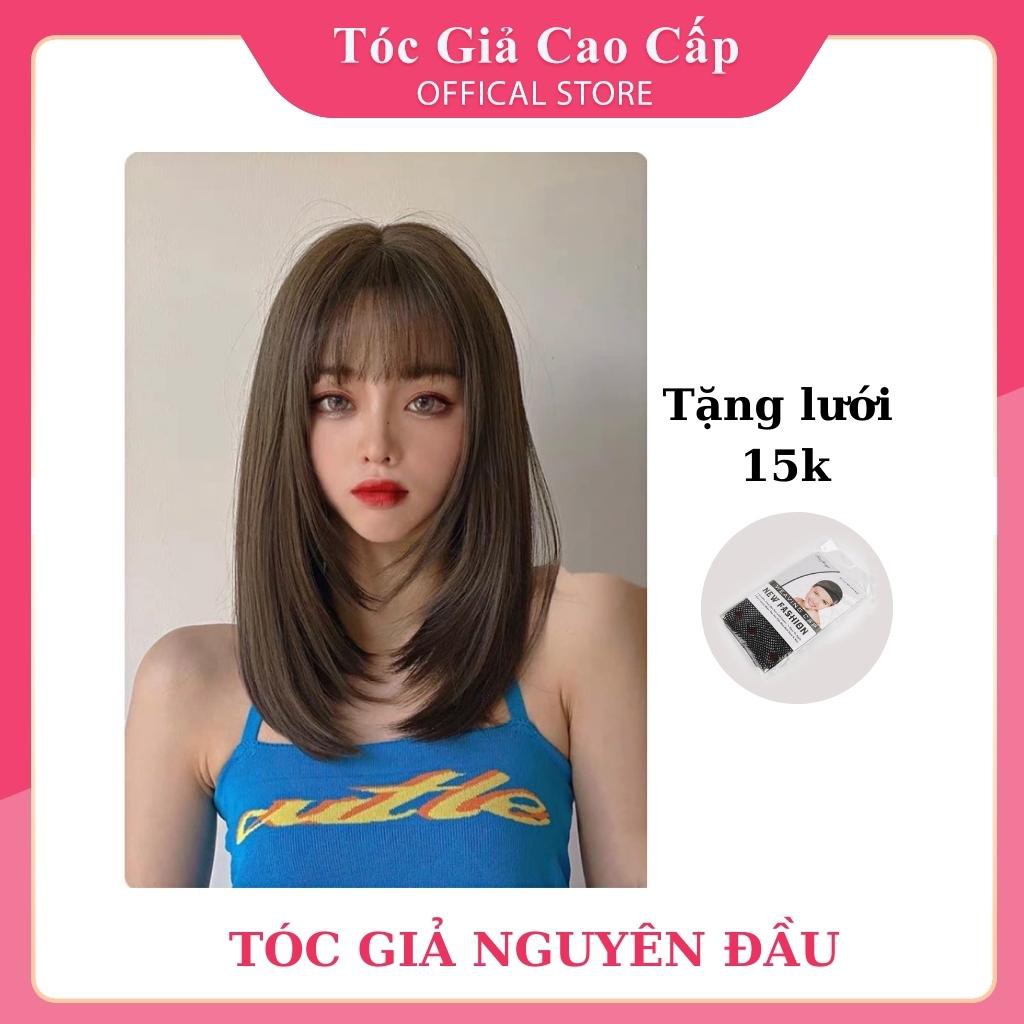 Tóc giả nguyên đầu nữ đẹp cúp 35cm - mã 2046, tặng kèm lưới trùm tóc wig.