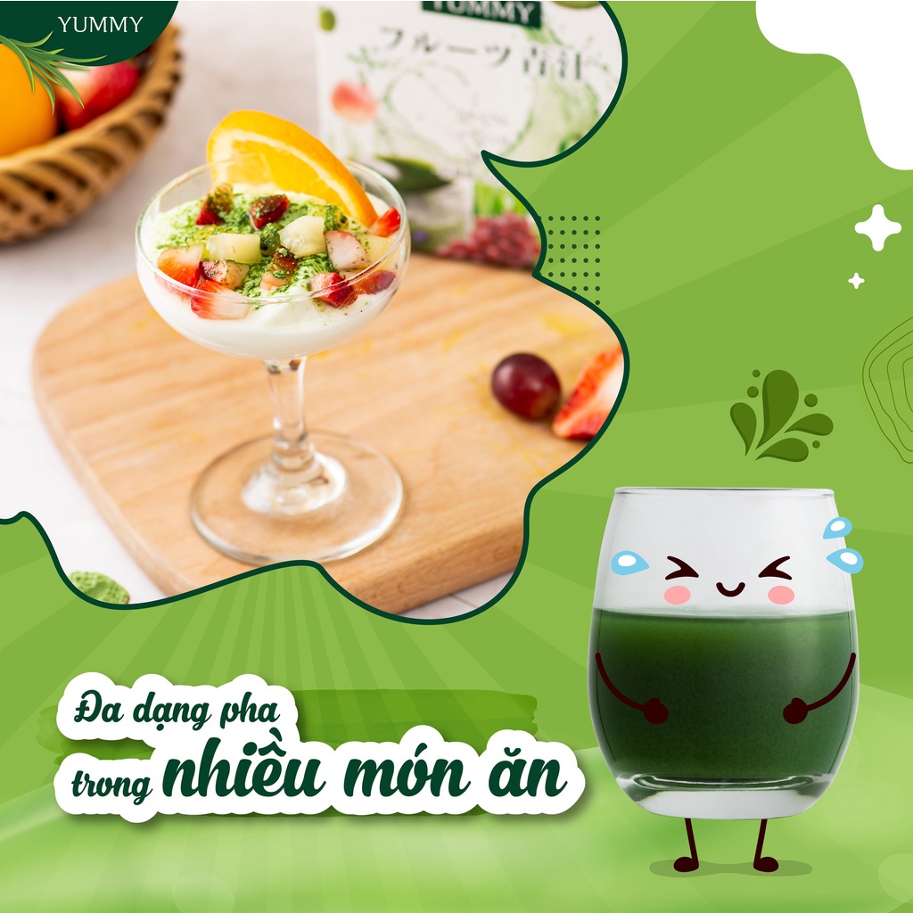 Bột mầm lúa mạch trái cây Nhật Bản Yummy Green cho bé và gia đình giúp tăng sức đề kháng