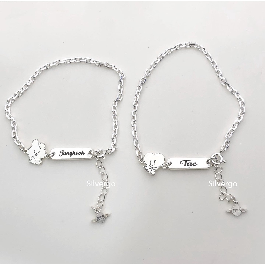 Vòng tay bạc nữ Vòng tay BT21 khắc chữ