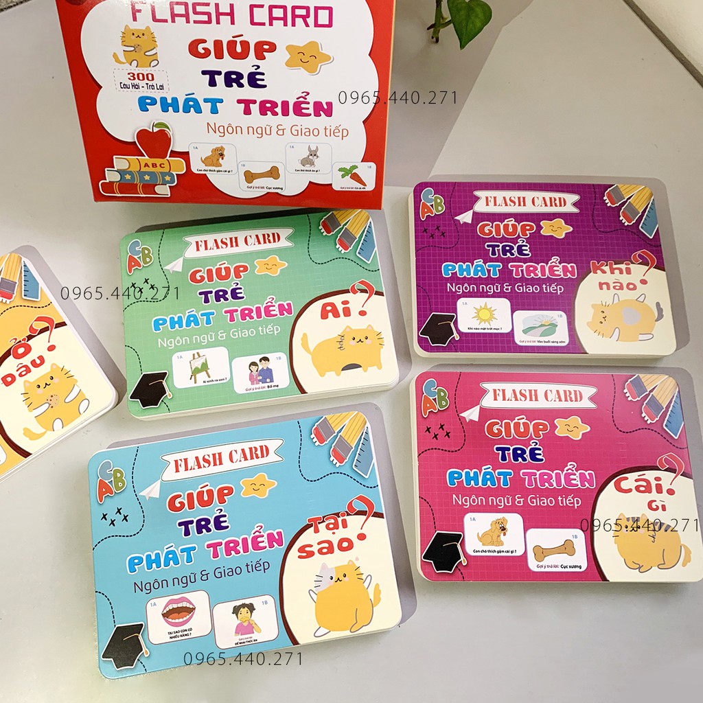 Bộ Flashcard 300 câu hỏi + trả lời giúp trẻ phát triển tư duy ngôn ngữ &amp; giao tiếp: Ai? Cái gì? Ở đâu? Khi nào? Tại sao?