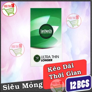 Bao cao su siêu mỏng kéo dài thời gian Tâm Thiện Chí Ultra Thin Longer Hộp 12 BCS