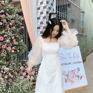 Váy tay ren bồng đính hạt