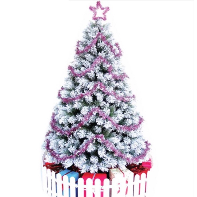 Cây thông phủ tuyết cao nhiều size mẫu mới C65 (loại cây treo) TẶNG NGÔI SAO VÀ KIM TUYẾN