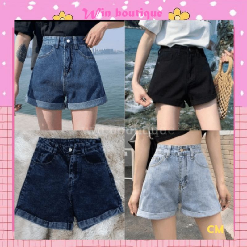 Quần short jean ngố gấp gấu