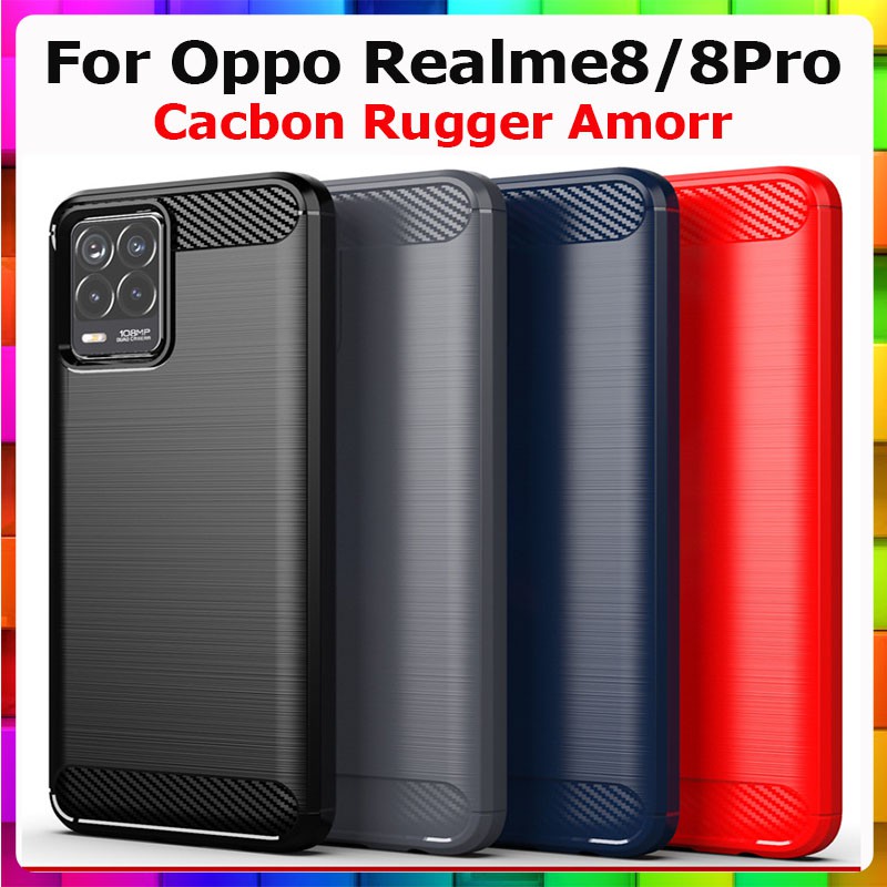 Ốp lưng dẻo Oppo Realme 8, Realme 8 Pro vân sợi cacbon chống sốc, chống vân tay Rugger Amor