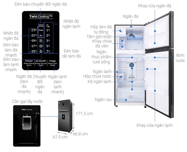 Tủ lạnh Samsung inverter 360 lít RT35K5982BS/SV( Hàng mẫu  NEW Bảo hành chính hãng 2 năm)