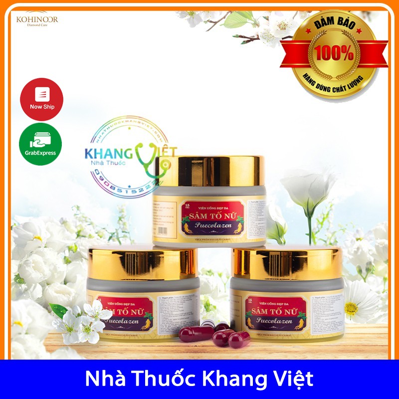 [HÀNG AUTH]  HỘP 3 LỌ SÂM TỐ NỮ PUECOLAZEN - SÂM TỐ NỮ COLLAGEN CHÍNH HÃNG - VIÊN UỐNG ĐẸP DA HIỆU QUẢ SAU 1 HỘP