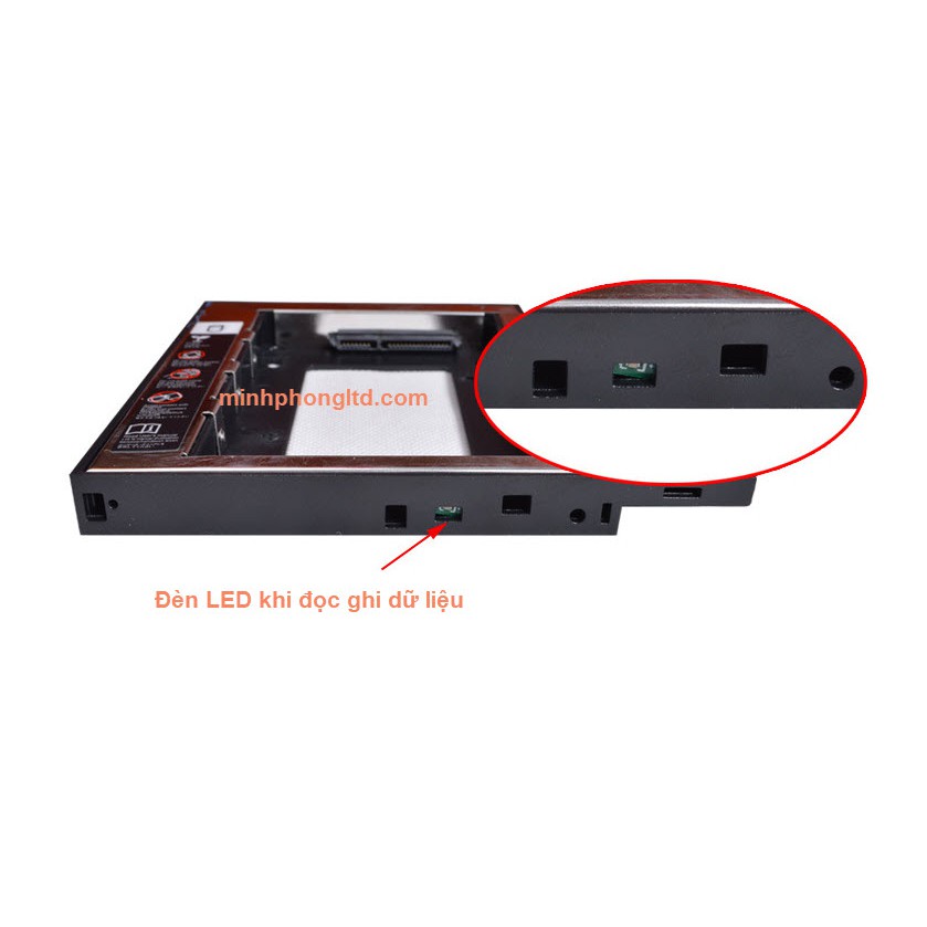 Khay ổ cứng Caddy Bay Sata 3.0 6Gbps 9.5mm | 12.7mm, gắn thêm ổ cứng cho Laptop - Vỏ thép không gỉ