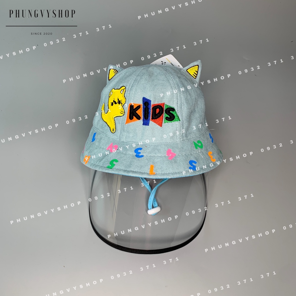 (Bé dưới 18 tháng/ Vòng đầu 48cm) Mũ CHỐNG GIỌT BẮN cho bé trai bé gái - NHUNG MÈO KID SỐ MÀU-Nón cản bụi