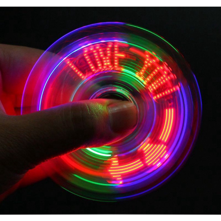 Con Quay Đồ Chơi Fidget Spinner Edc Có Đèn Led Phát Sáng Giúp Giảm Stress Trắng Trong Suốt