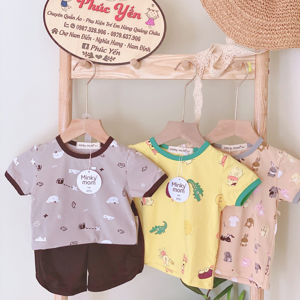 Bộ Cộc Tay Cotton 100% Hàng Minky Mom Họa Tiết Vũ Trụ Cho Bé (Size 8-18kg)(SP001515)