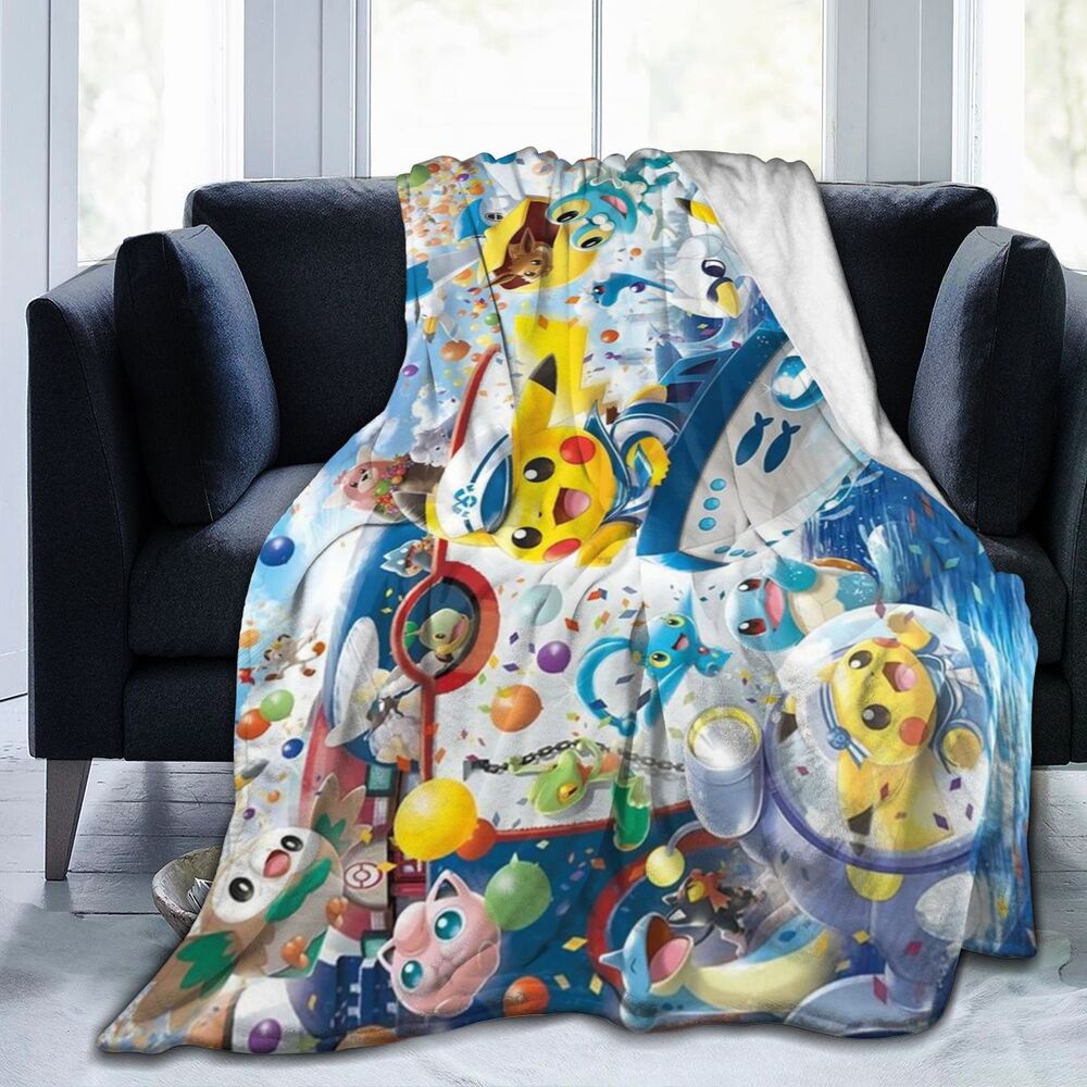 Chăn Bông Flannel Họa Tiết Hoạt Hình Pokemon Độc Đáo Thời Trang