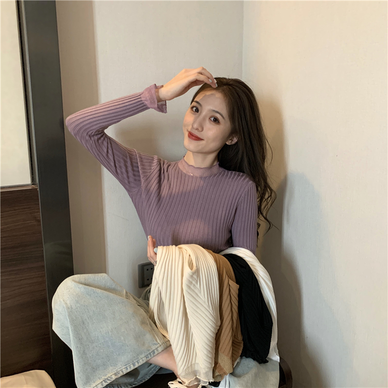 Áo tay dài Xiaozhainv phối ren 6 màu thời trang quyến rũ cho nữ