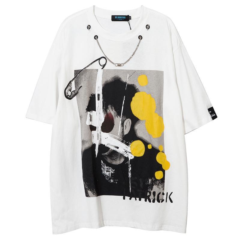 Áo Thun Cotton Ngắn Tay Dáng Rộng Thời Trang Retro Cá Tính Cho Nam Nữ