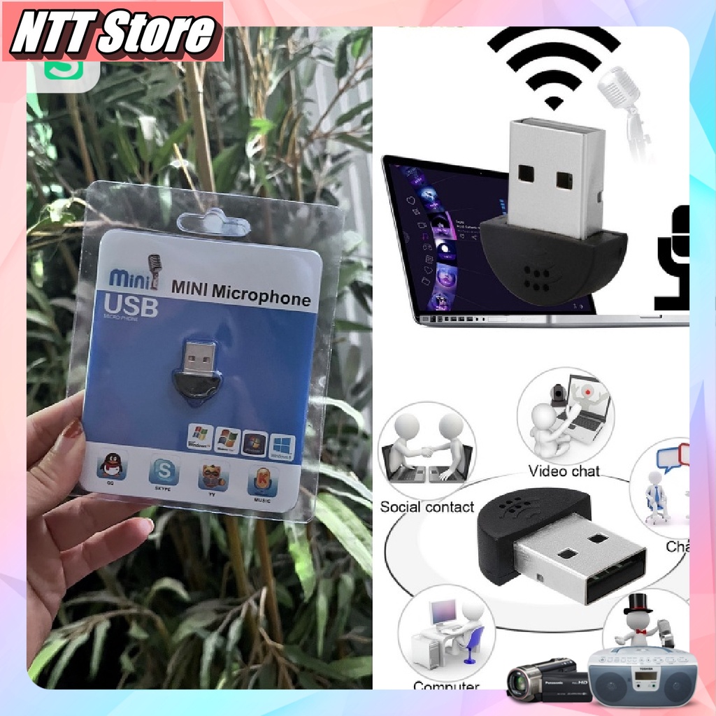 Mic thu âm dạng USB nhỏ tiện dụng dùng trong  HỌC ONLINE / LIVE STREAM / GHI ÂM cho Laptop. PC cổng USB 2.0