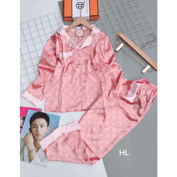 Bộ pyjama lụa satin dài siêu xinh kèm ảnh thật