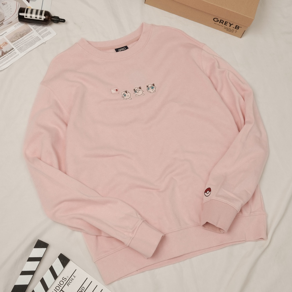 Áo Sweater Spao Nỉ Màu Hồng Thêu Hình Nhân Vật Pikachu Phong Cách Hàn Quốc | BigBuy360 - bigbuy360.vn