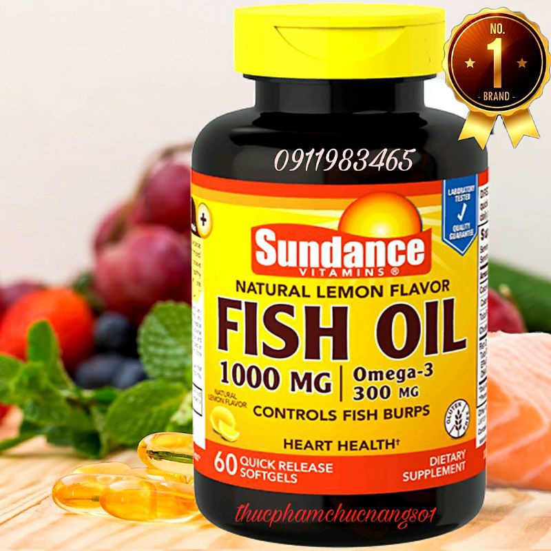 Fish Oil Omega 3 1000mg SunDance 60 Viên Hàng Mỹ Cam Kết Chính Hãng