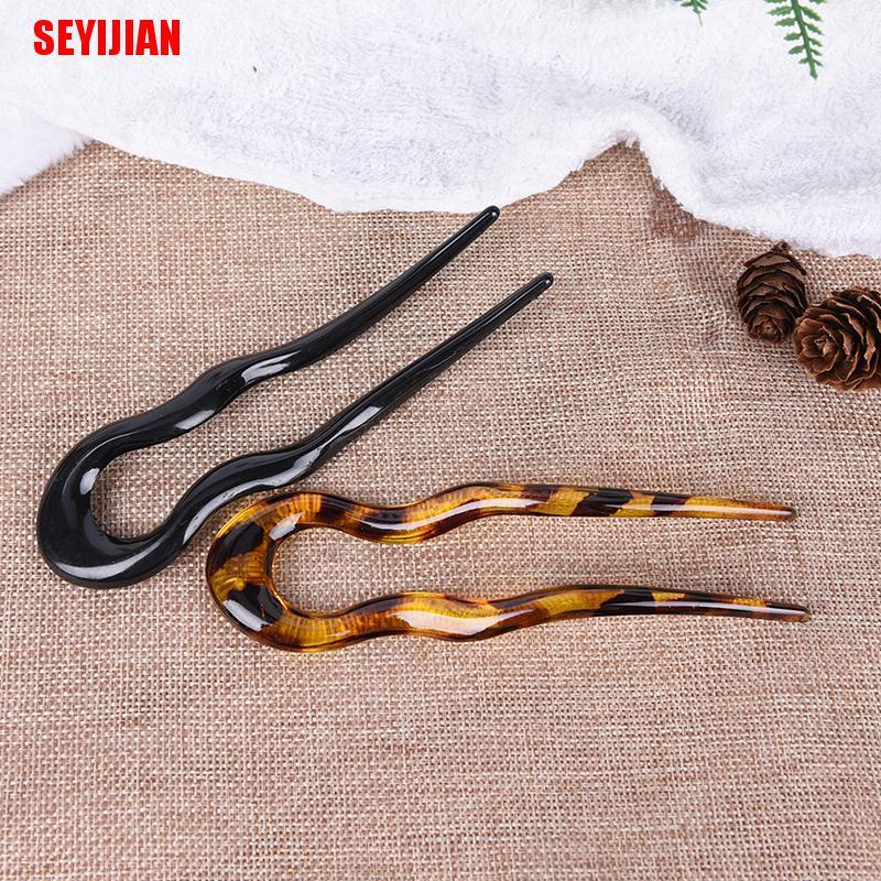 Trâm Cài Tóc Chữ U Bằng Nhựa Resin Phong Cách Retro Cho Nữ