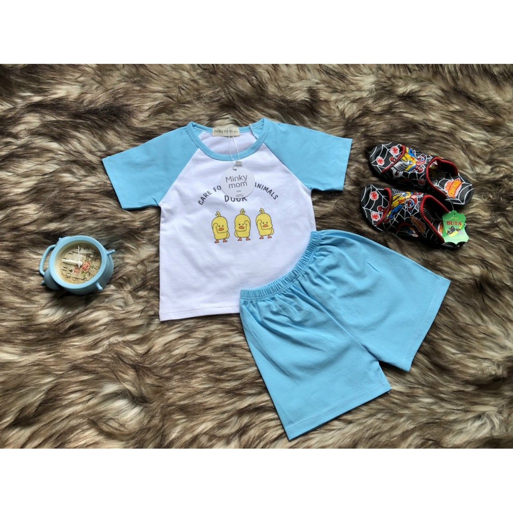[HCM] Bộ quần áo 3 con vịt cho bé trai bé gái 5-17kg, vải thun COTTON 4 chiều, thun Việt Nam (NamyShop39)