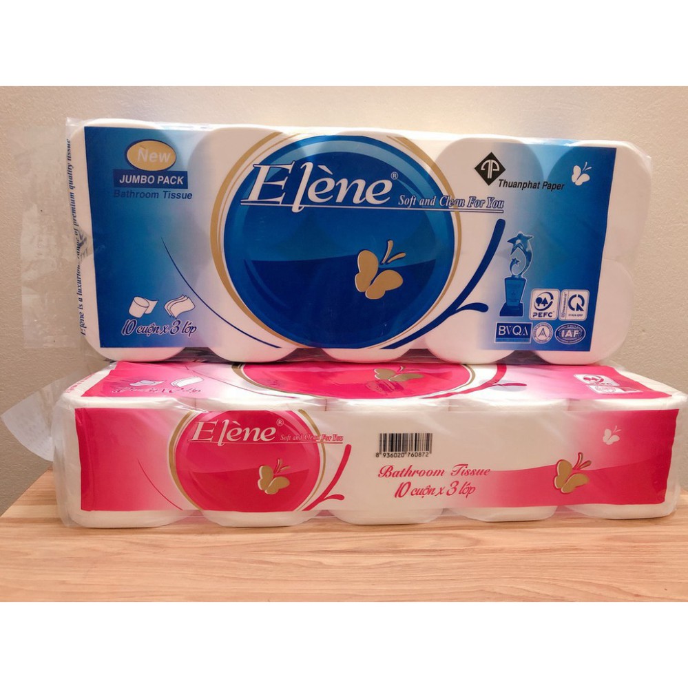 Giấy Vệ Sinh Elene Xanh [𝐅𝐑𝐄𝐄𝐒𝐇𝐈𝐏] 3 Lớp Không Lõi siêu đẹp Bịch 10 Cuộn