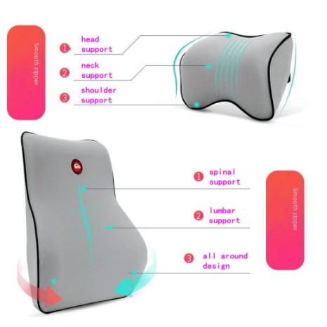 Bộ Gối Tựa Lưng Và Cổ Bằng Memory Foam Tiện Dụng Cho Xe Hơi