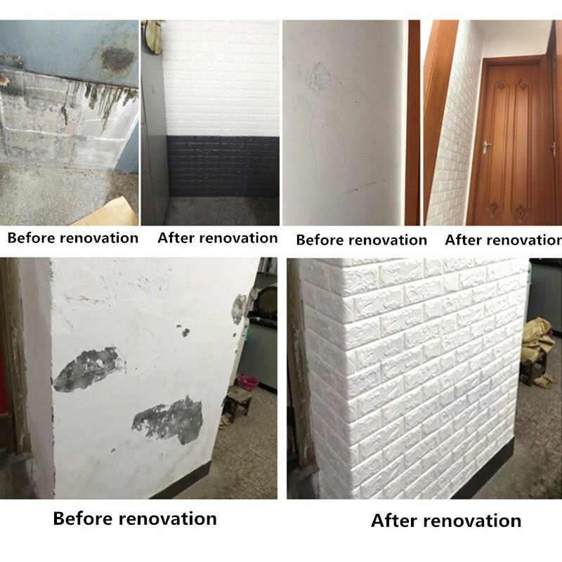 Đề can dán tường 60 X 30 X 0.8 cm bằng xốp kiểu viên gạch nổi 3D